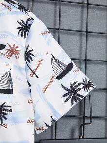 SHEIN 2pcs/Set Boys' Casual Contrast Color Outfit - Baby Blue - View 3