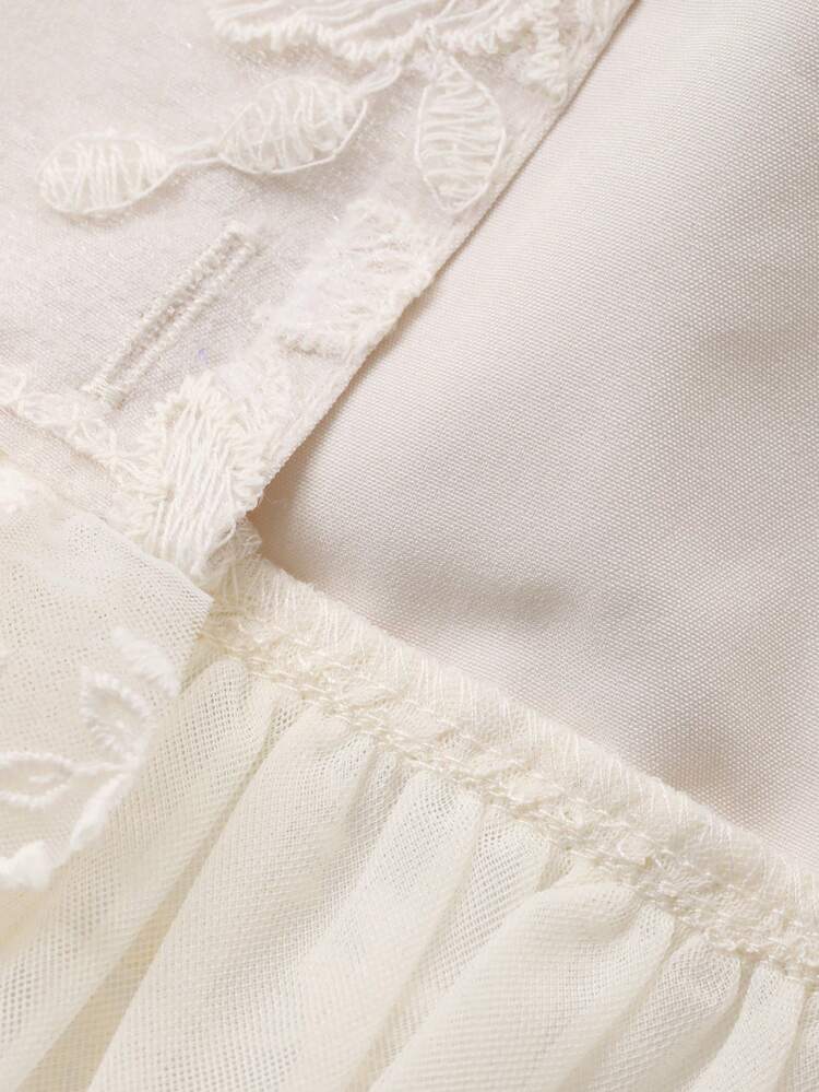 Women's Lace Patchwork Slim Fit Casual Elegant White Cardigan Shirt, Suitable For Spring And Summer, Valentine's Day, Wedding