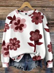 EMERY ROSE 大码女式印花休闲卫衣，春秋季 - 彩色 - 查看 5