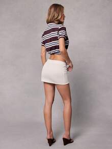 Hauture Women's White Drawstring Low Waist Casual Skirt - White - View 4