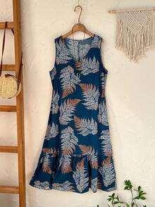 EMERY ROSE 大码女式春季休闲度假绿色格子长裙 - 綠色 - 查看 8