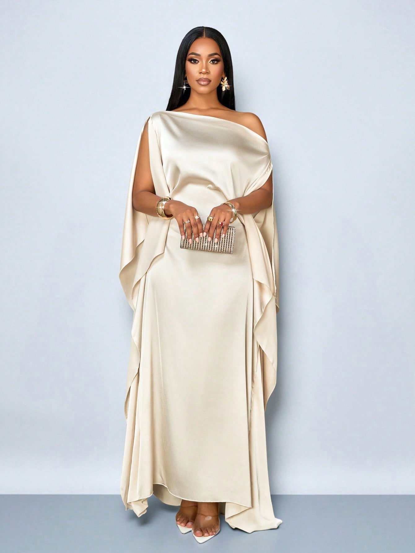 SOLERSUN فستان أنيق للنساء بتصميم غير متماثل للكتف...