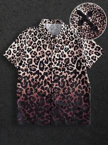 GENTILAND Men's Avant-Garde Textured Leopard Print Shirt Collar Short Sleeve Regular Fit Polyester Shirt With Pocket - Multicolor - View 4