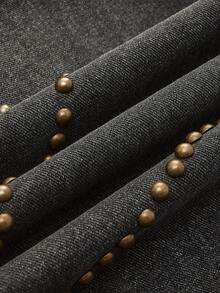 Maija Jeans anchos y sueltos de moda casual para mujer con decoración de remaches y estampado de estrellas - Negro - Ver 4