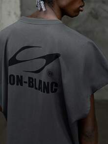 NEON BLANC 男士休闲撞色圆领宽松T恤短裤套装，夏季 - 深灰色 - 查看 4