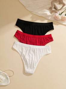 NudeFit 3pcs/Pack Plus Size Solid Color Minimalist Everyday Basic Briefs - Multicolor - View 2