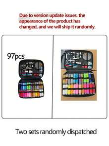 1pc Portable Sewing Kit, Home Sewing Tool Set With Thread Box, Needles, Sewing Accessories (Random Color) - Black - View 12