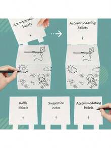 3个装，白色光面纸板投票箱，带投票口 - 6x6x6英寸，DIY主题意见箱，顶部标签可拆卸，适用于筹款活动、投票比赛、派对活动、嘉年华入口投票箱 - 彩色 - 查看 4