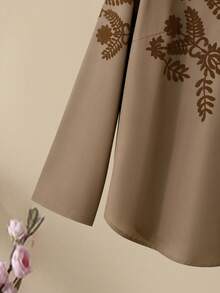 Lacomfia Bộ đồ 2 món phong cách thường ngày thanh lịch, rộng rãi, đa năng, in họa tiết, dành cho nữ cỡ lớn, mùa xuân/hè. - Nhiều màu - Xem 3