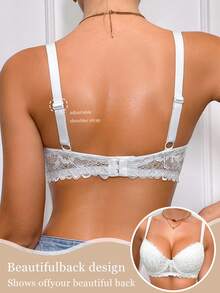 DesireSculpt 1pc Sexy Lace Push-Up Bra For Women - White - View 2