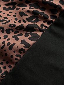 Maweii Bộ jumpsuit dài tay cổ chữ V chéo phối họa tiết da báo dáng rộng thanh lịch dành cho nữ cỡ lớn - Nhiều màu - Xem 6