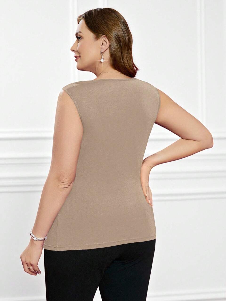 Valentine's Day Plus Size Women'S Draped Neck Tank Top