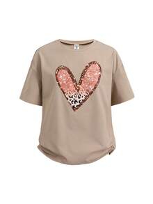 Girlism Tween Girls Casual Heart Print Short Sleeve T-Shirt Set - Multicolor - View 3