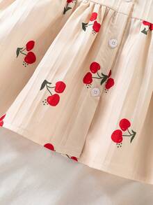 Young Girls' Cherry Print Sleeveless Tank Top With Ruffle Trim - Young Girl' Shirt - Apricot - View 4