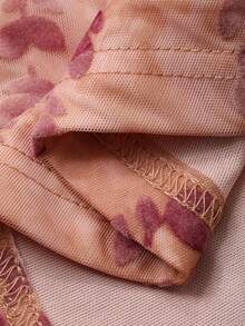 Dazy Plus Maglietta chiffon elegante a maniche lunghe con scollo a V, con inserti in pizzo, per donna taglie forti, primavera/estate - Rosa antico - Visualizzare 3
