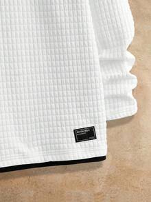 HIMLAND Manfinity Modomio 男士针织修身圆领长袖T恤和弹力腰直筒休闲裤两件套，适合秋冬季男士运动套装 - 白色 - 查看 3