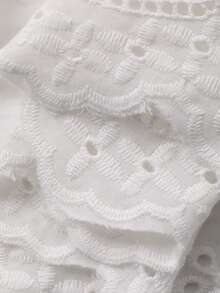 DAZY Teen Girls' Fashion Mesh Embroidered Button Long Sleeve Shirt - White - View 8