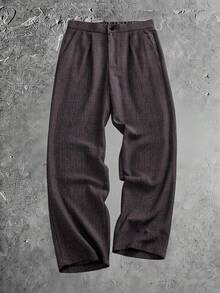 Manfinity VCAY Pantalones casuales de traje de unicolor con bolsillo y botón para hombre - Negro - Ver 3