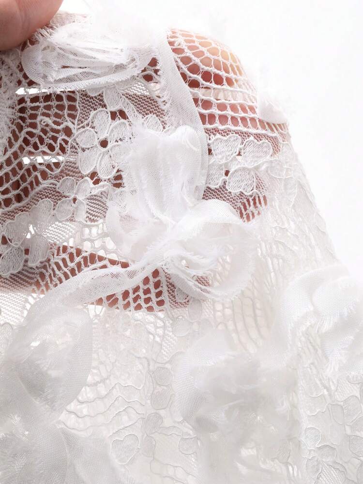 Mid-Length Dress, Unique French Style 3D Floral Lace Long Dress For Women Maxi Dress Sundress Cocktail Dress