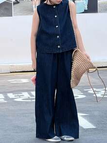 Dazy Kids Tween Girls' Sleeveless Casual Fashionable Versatile Denim Set