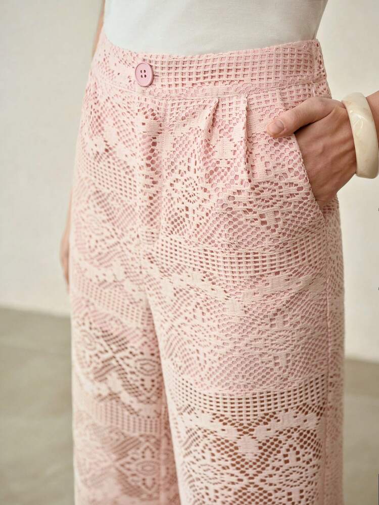 PANTALONES DE MUJER HECHOS A MEDIDA, ELEGANTES Y DE MODA, LIGEROS Y DE LUJO CON DISEÑO CALADO DE ENCAJE, PARA PRIMAVERA/VERANO
