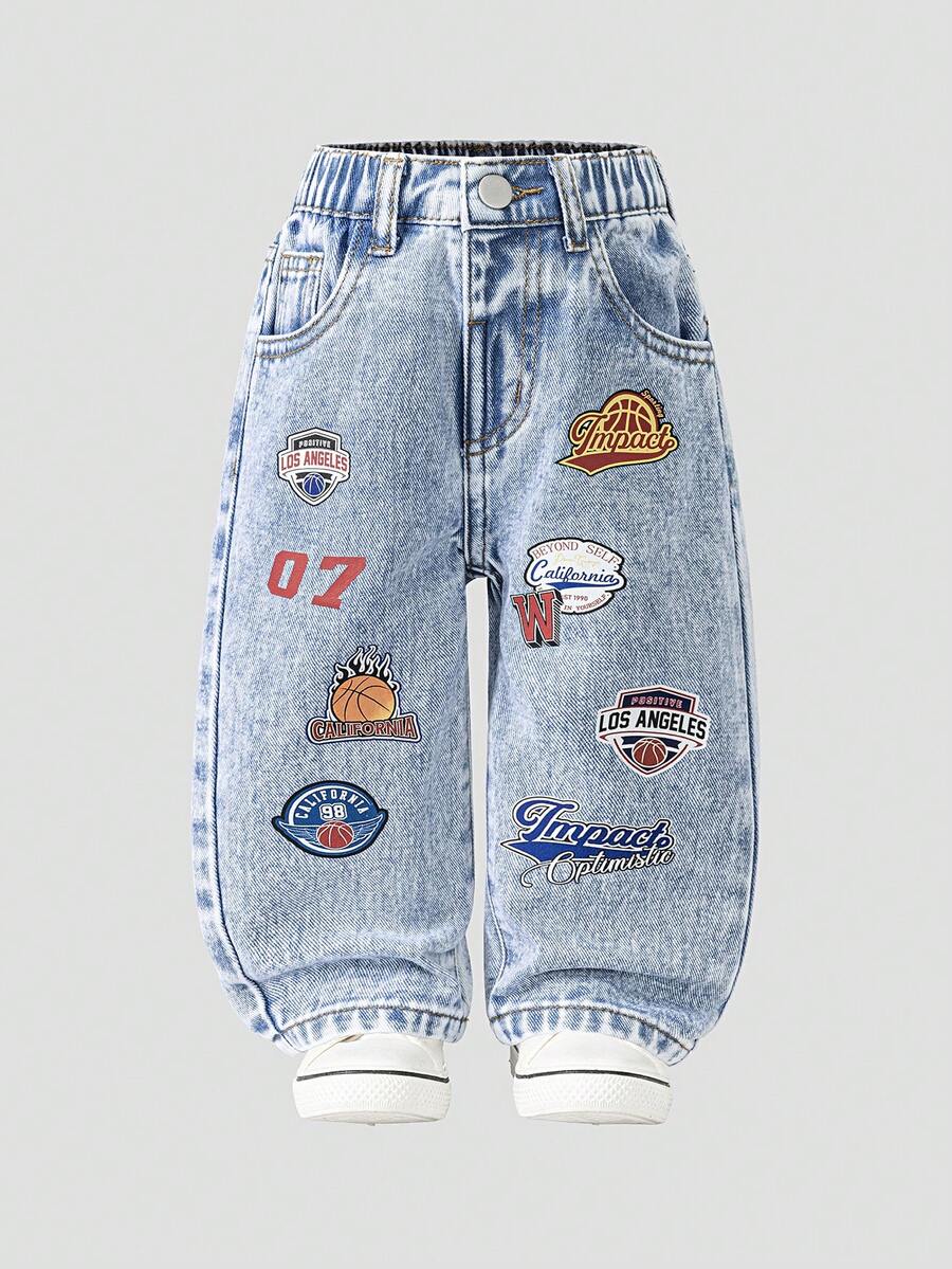 Playful Pals Infant/Toddler Boys' Cotton Elastic Waist Cargo Pocket Casual Pants - Light Wash - View 1