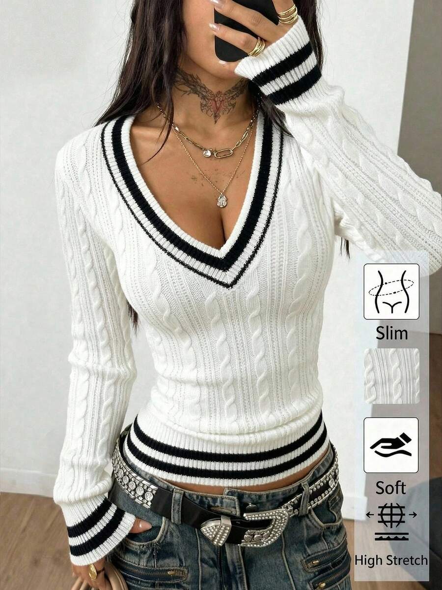Coolane Women's Collegiate Style Casual Comfortable Sweater, Versatile, Suitable For Outings, Chic, Y2K - Multicolor - View 1