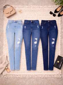 Set de 3 Jeans Mujer Skinny Ajuste Perfecto| Comodidad y Estilo Diario - Multicolor - Ver 3