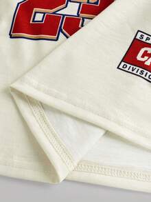 Tween Girls' Numeric Print V-Neck Loose T-Shirt And Shorts 2 Pieces Set, Casual Everyday Outfit - Multicolor - View 4