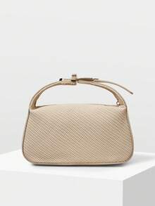 MOTF PREMIUM BOLSO DE MANO DE MUJER DE MATERIAL TEJIDO Y ESTAMPADO EXQUISITO CON PEQUEÑOS DETALLES DE DECORACIÓN DE HERRAJES, AÑO NUEVO - Albaricoque - Ver 3