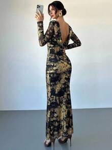 Firerie Đầm ôm sát gợi cảm hở lưng màu vàng ánh kim dành cho nữ, thích hợp cho các bữa tiệc. - trắng - Xem 8