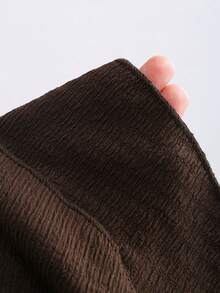 SHEIN Sweetro Đầm chữ A ngắn màu nâu thêu hoa, cổ buộc dây, viền bèo nhún, thích hợp cho các bữa tiệc Giáng sinh, Năm mới, Lễ Tạ ơn, mùa xuân, hè, thu, đông. - màu nâu - Xem 7