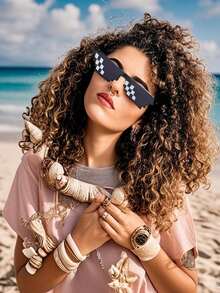 1-10个装什锦糖果色玻璃杯，带金属星星装饰，非常适合夏季海滩、假日派对和户外活动！ - 黑色 - 查看 3