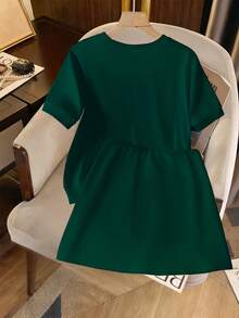 EMERY ROSE Women's Fashion Diamond Decor Short Sleeve Top & Mini Skirt 2 Pieces Set - Dark Green - View 2