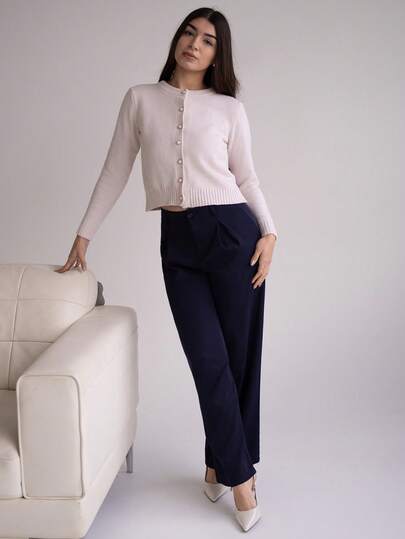 Andrea Bello Women Elegant Simple Versatile Cardigan Fall Winter Cloth For Women