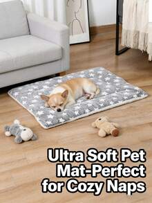 1 件装柔软加厚隔热保暖可水洗防滑底耐用星形图案设计狗笼垫狗床毯猫垫适用于中小型宠物缓解焦虑和压力冬季圣诞礼物宠物睡眠垫宠物床必备品 - 灰色 - 查看 8