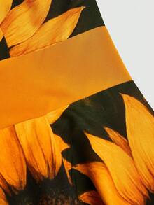 Sweetra 大码女式向日葵印花吊带裙 - 黃色 - 查看 4