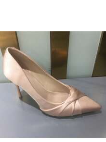 CUCCOO HITCHD Women's Fashionable Elegant Faux Pearl White Satin Pointed Toe High Heel Pumps, Suitable For Banquet, Wedding, Commute, Date, Christmas Party Valentine's Day Elegant Shoes Wedding Shoes - Pink - View 16