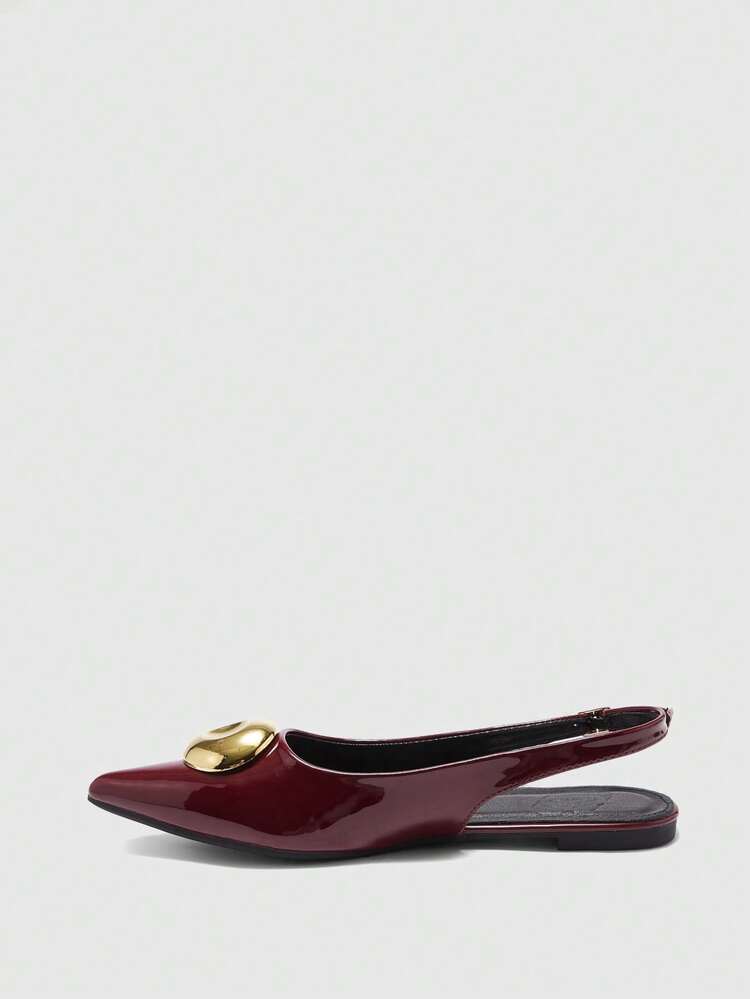 CUCCOO BIZCHIC 1 Paar sexy Riemen Spitze Zehe Metallic Schnalle Lackleder Damen Pumps für Valentinstag