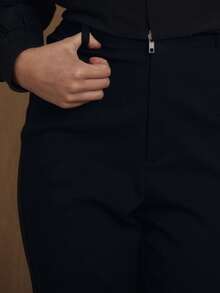 MUSERA Fitted Mid Waist Capri Trousers Coord Bottoms Only Winter NewYear Cute Sexy Going Out Evening Party Accented Valentines Day - Black - View 5