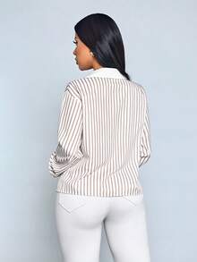 SOLERSUN Women's Seasonal Collection Elegant Striped Print Long Sleeve Sun-Protective Blouse - Apricot - View 2