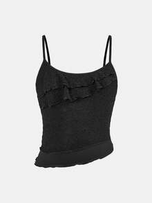 SHEIN Girlism 少女休闲简约舒适不对称下摆背心和美人鱼下摆半身裙套装 - 黑色 - 查看 3