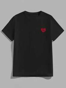 EASEVO Plus Size Men's Letter Print Round Neck Short Sleeve Casual Versatile T-Shirt - Black - View 5