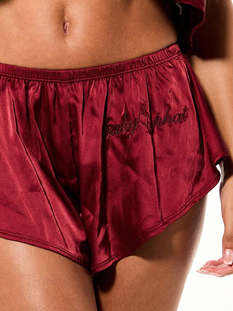 BABYPHAT 친밀한 행사 및 특별한 저녁 발렌타인 데이 기념일을 위한 조절 가능한 스트랩이 있는 새틴 캐미솔 및 반바지 란제리 세트