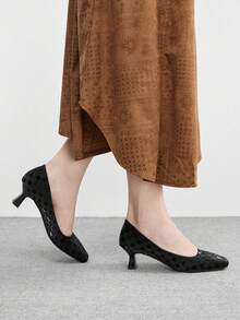 CUCCOO BIZCHIC Damen elegante Büro-Minimalistische Pumps mit quadratischer Zehenform - Schwarz - Übersicht 3