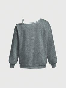 Grunge Punk SummergraphicblackPlus Size Punk Rock Music Festival Dark Mysterious Eye & Palm Slogan Oblique Shoulder Sweatshirt - Black - View 2