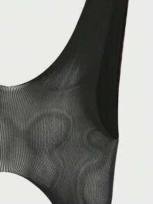 WENEZON 男士性感黑色镂空修身连体裤 - 黑色 - 查看 5