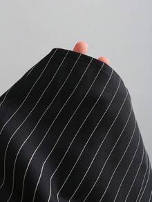 Sweetra Petite 复古美式条纹 Polo 领短袖修身时尚百搭夏季女式衬衫 - 黑色 - 查看 7