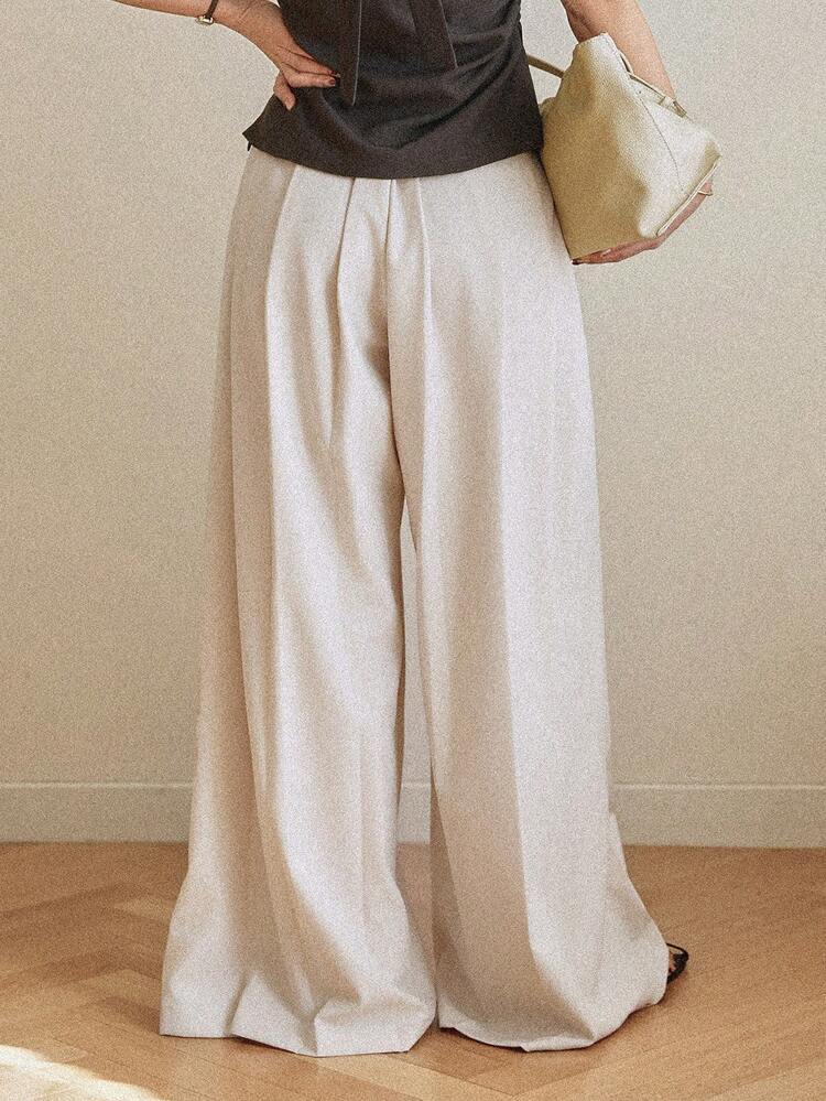 Women's Elegant Design Flared Casual Pants, Suitable For Business, Office, Commuting, Professional Wear, Spring & Summer