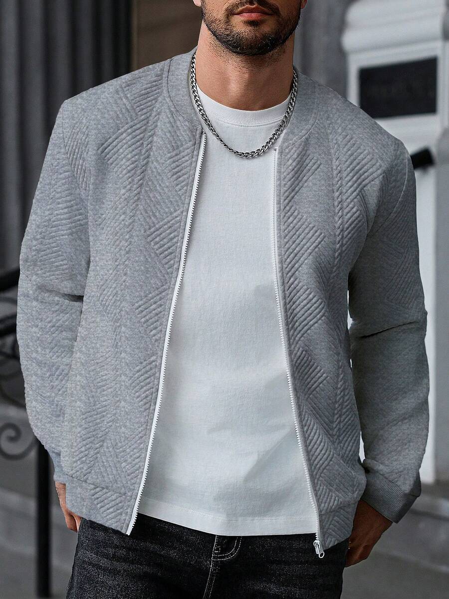 Manfinity CasualCool 男士纯色休闲拉链长袖卫衣,百搭日常穿着,男士针织开衫,男士针织衫外套,灰色男士套装,灰色外套,复古风格,适合日常休闲、周末旅行、户外活动、探险旅行、轻松的工作环境或半正式场合,可作为男友/丈夫礼物、周年纪念/生日礼物、派对、夏季假期、沙滩装、夏威夷婚礼以及春夏穿着。 - 灰色 - 查看 1